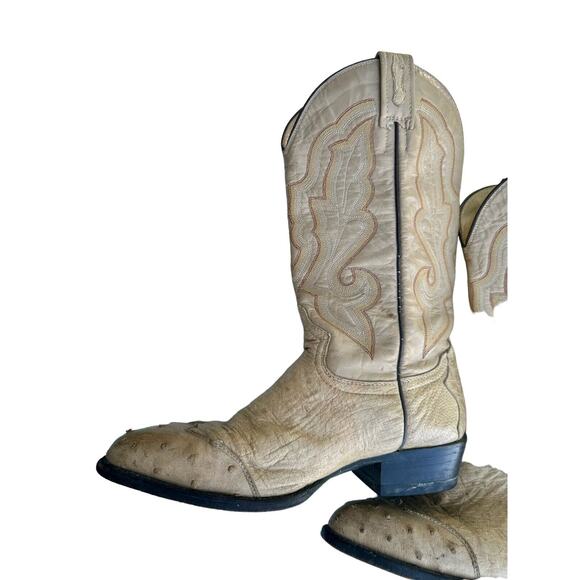 El General Ostrich Leather Western Cowboy Boots Mens Size 26.5 - Picture 4 of 9